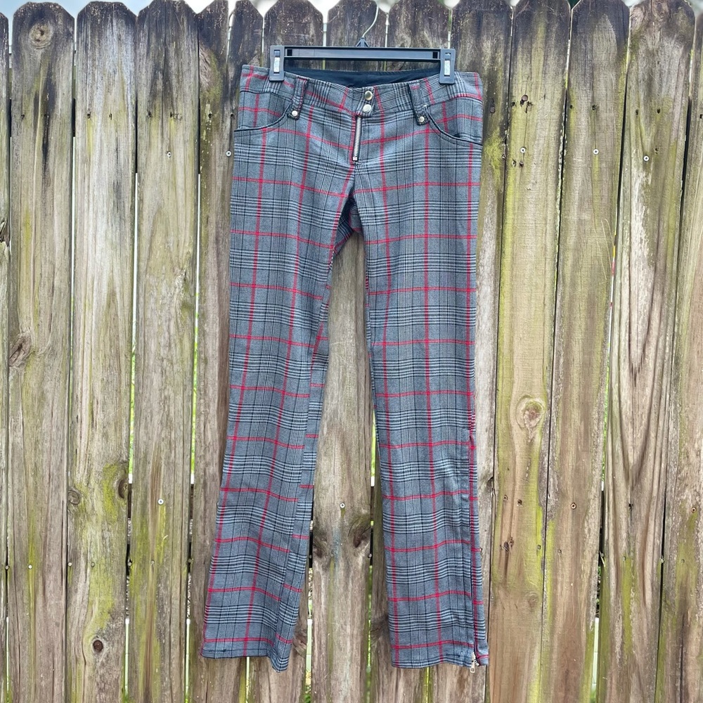 Vintage Gothic Punk Pants Plaid Flare M